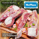 Beef Tenderloin frozen Australia (A) BUDGET steak cuts 2" 5cm price for 2pcs 600gr (eye fillet mignon daging sapi has dalam) brand NOLAN / McPHEE / CAG